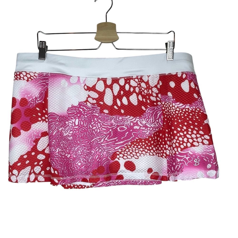 Sofibella Plus Size‎ 2X Pink Red Burnout Mesh Mini Tennis Skirt for Pickleball
